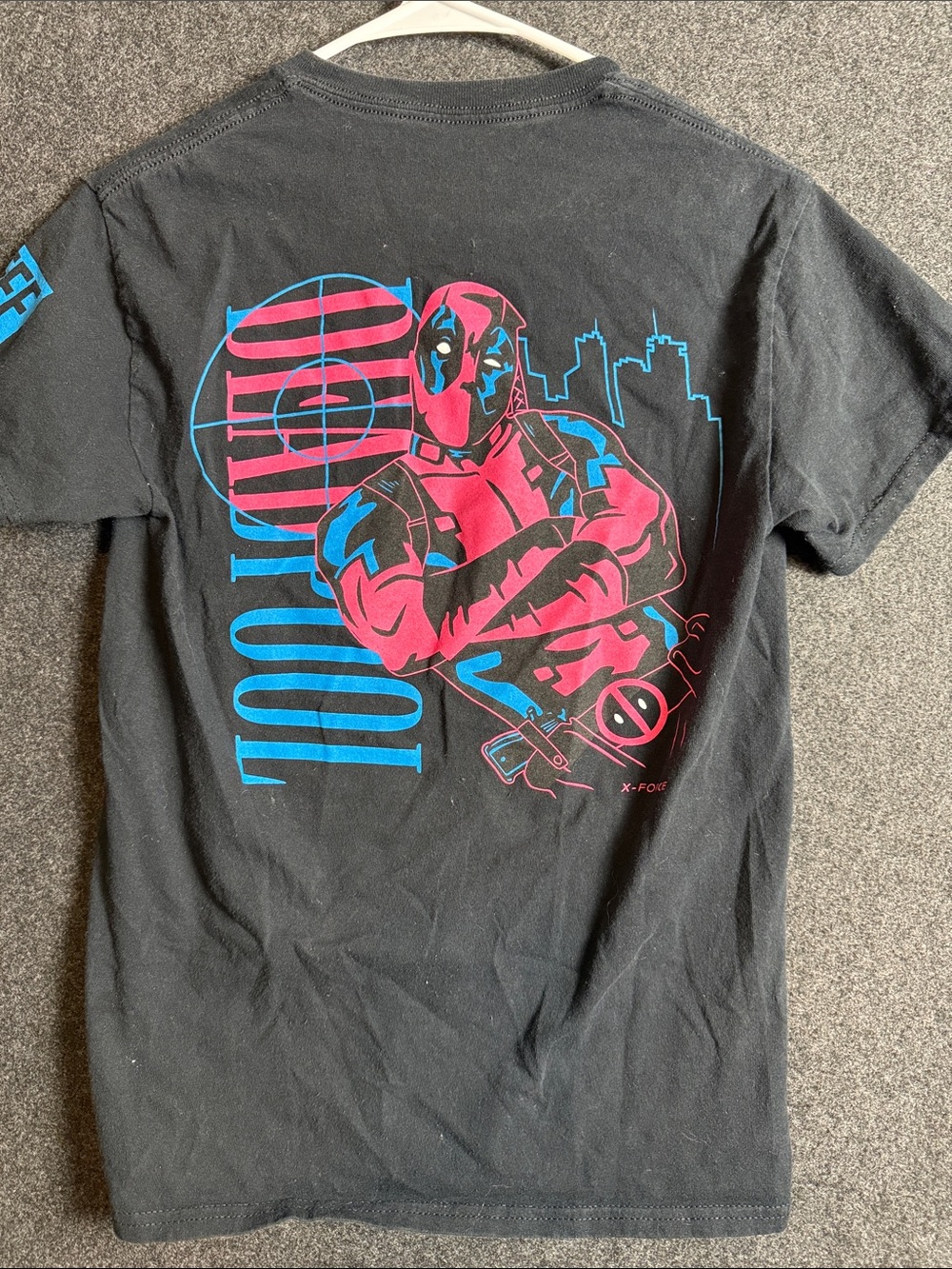 Neff Black Deadpool X-Force Graphic Tee with Neon Accents